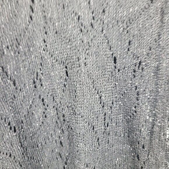 Vtg Black Lace Cardigan Sweater Button Front Sz 16 Formal Metallic Fleck Womens - Picture 4 of 10